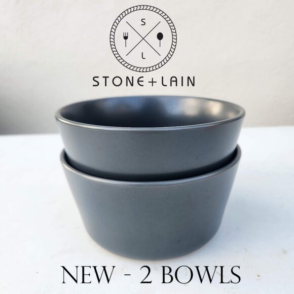NEW Set of 2 Stone Lain Stoneware Round bowls Dinnerware Gray Replacement Matte - Picture 1 of 9